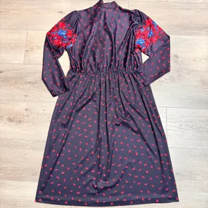 Vintage 70s Lucky Winner‎ Floral Print Long Sleeve Midi Dress Retro Medium M thumbnail 2