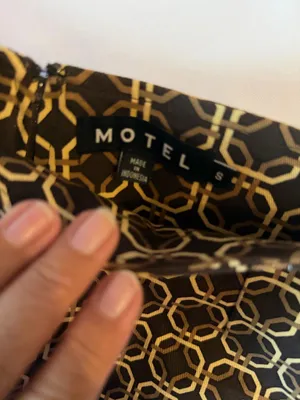 Motel Rocks Black Mini Skirt with Gold Geometric Chain Print thumbnail 3
