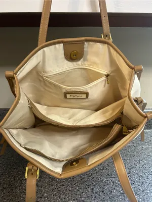 Mystique Boutique Cream and Tan Canvas Tote Bag thumbnail 5