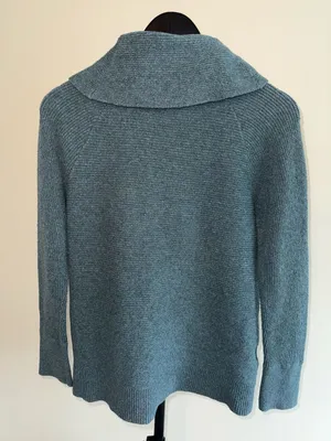 LOFT Women's Teal Blue Cowl Neck Long Sleeve Knit Sweater Size M thumbnail 3