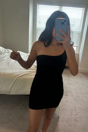Boutique One shoulder black dress thumbnail 1