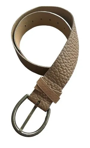 The Leather Shop Women’s M Brass Buckle Wide Belt‎ Embossed Tan Leather Cowgirl thumbnail 1