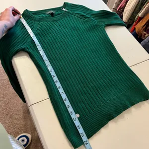 Ralph Lauren Green Ribbed 100% Cotton Zipper Detail Elbow Patch Top Size Medium thumbnail 7