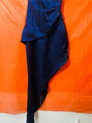 Elegant One-Shoulder Navy Asymmetrical Dress thumbnail 8