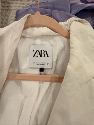 Zara linen Cropped Women's Blazer Jacket in Ivory thumbnail 2