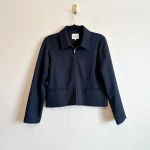 Reformation | NWOT Brynlee Wool Blend Pleated Mini Skirt & Zip Jacket Set, Navy‎ thumbnail 4