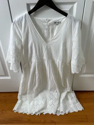 Madewell Eyelet Lattice Dress in White thumbnail 2