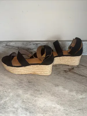 Qupid Black Platform Espadrille Sandals with Ankle Strap thumbnail 5