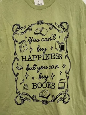 NEW NWT HOT TOPIC Buy Books Boyfriend Fit T-Shirt Green Short Sleeve Tee JUNIORS thumbnail 3
