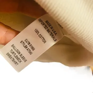 AGOLDE Balloon Sleeve Ribbed Turtleneck Sweatshirt Size S Off‎ White 100% Cotton thumbnail 6
