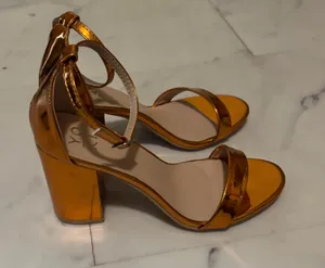 Yoki Women's Metallic Copper Ankle-Strap Heels thumbnail 3