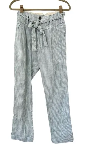 Free People Striped Tie Waist Pants Womens 0 Blue thumbnail 1