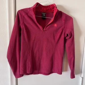 Womens XS The North Face Raspberry Pink Red 1/4 Zip Fleece Lightweight Pullover thumbnail 1