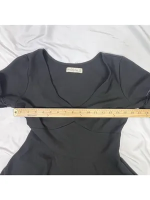 Abercrombie & Fitch Dress Sz M Womans Black V-Neck Long Sleeve Lace Babydoll thumbnail 7