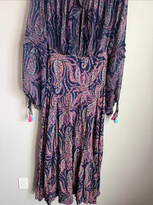 NEW Free People Mirage Paisley Bandana Print Sapphire Combo Maxi Dress 12 thumbnail 10