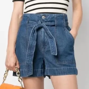 Lauren Ralph Lauren Denim Shorts Women‎ 4 Blue Paperbag Waist Belted High Rise thumbnail 1