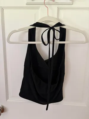 SheIn Black Crossover Halter Top thumbnail 2