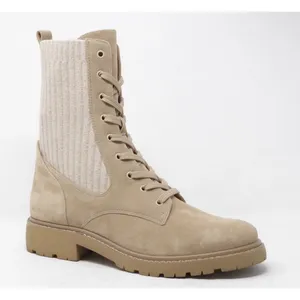 Sam Edelman Women Combat Boots Beige Lydell Knit Suede Lace Up Size 6.5 thumbnail 2