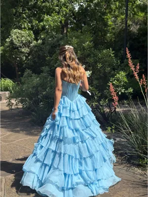 Sherri Hill Prom corset blue dress thumbnail 2