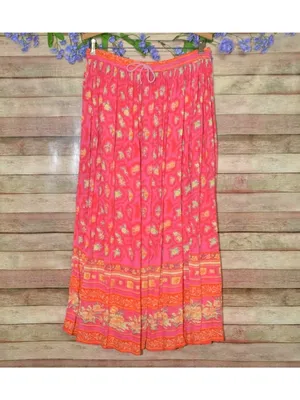 Vintage 90s Y2K Victoria Holley Floral Rayon Maxi Skirt Pink Boho Cottage Size M thumbnail 2