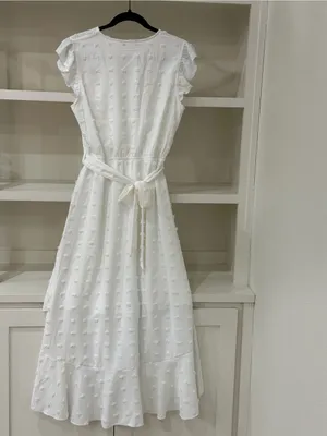 White Floral Wrap Maxi Dress with Tie Waist thumbnail 3