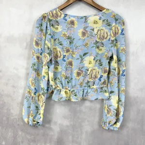 Milk & Honey Womens Floral Long Sleeve Peplum Blouse Medium Cottagecore Coquette thumbnail 4