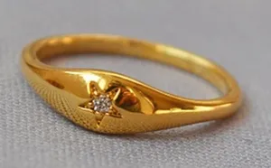 Gold Signet Ring With CZ Star 💫 thumbnail 1