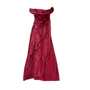 NWOT OYS Medium Maroon Red Elegant Off Shoulder High Split Bodycon Maxi‎ Dress thumbnail 2