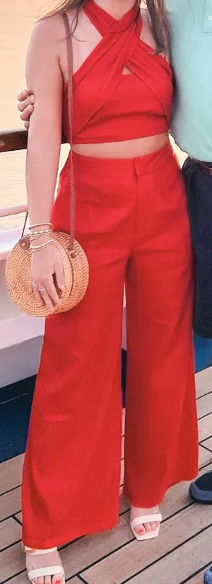 Red Gianni Bini top and pants Set thumbnail 2