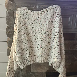 Ee:some Confetti‎ Cable Knit Sweater Womens S/M Ivory Chunky Colorful thumbnail 7