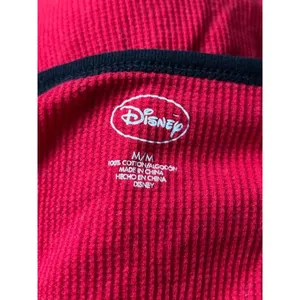 Y2K Mickey Mouse Fairy Grunge Thermal Waffle Knit Henley Red Long Sleeve Top M thumbnail 7