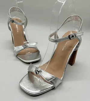 Journee Collection Sandals‎ Womens 7 Silver Dianne Heeled Open Toe Sandals NEW thumbnail 1