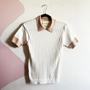 Draw & Fade Renee Polo‎ White Brown Women's Golf Shirt XS thumbnail 2