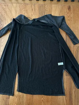 Tahari Woman’s Open Front Long Line Black Cardigan, Sz M thumbnail 9