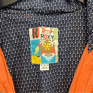 Y2K Utility Cargo Pinstripe Zip Up Roxy Orange Hooded Jacket Embroidered thumbnail 4