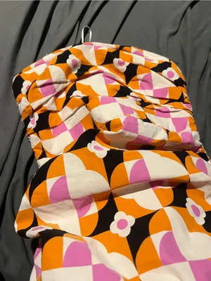 By Anthropologie Printed Strapless Slim Ruched Geometric Midi Dress thumbnail 10