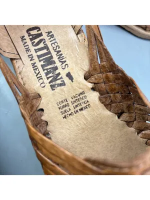 Artesanias Castimanz Huarache Flat Sandal Womens 5 Tan Leather Round Toe Slip On thumbnail 7