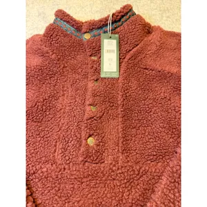 Alpine Design Womens M‎ Sherpa Fleece Pullover Quarter Snap Neck Dark Auburn NWT thumbnail 3