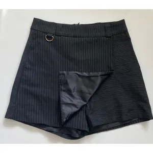 Princess Polly Black Everly Pinstripe‎ Skort Asymmetrical Wrap Front D-Ring 6 thumbnail 4