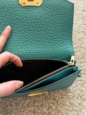 Burberry Madison Wallet on a Chain Pebble Leather Crossbody Bag in Aqua Teal thumbnail 8