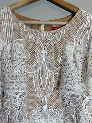 ML Monique Lhuillier Lace Fit & Flare Mini Dress Womens 18 White Formal Cocktail thumbnail 9