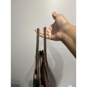Dooney & Bourke June Brown Pebbled Leather Double Pocket Cinch Shoulder Purse M thumbnail 3