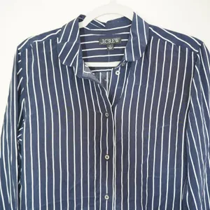 J. Crew Size Small Navy Blue White Striped Long Sleeve Button Down Shirt Sample thumbnail 2