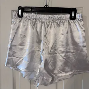 Sleek White Satin Button-Up Blouse and Shorts Pajama Set thumbnail 5