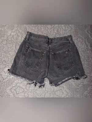 We The Free Washed Black-Distressed Denim Shorts Size-26 thumbnail 2
