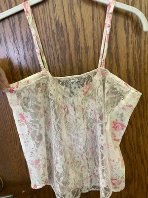 Wet Seal Floral Sheer Lace Tank Boho Hippie Beach Summer M thumbnail 10