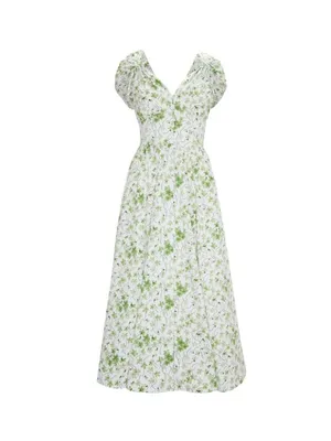 NWT Hill House Lucille Midi in Sweet Peas Floral Cotton Shirt Dress XS thumbnail 4