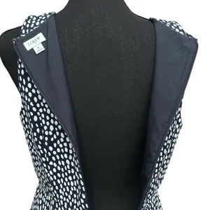 J. Crew Women's Size 8 Polka Dot Dress Black‎ & White Sleeveless Minimalist thumbnail 4