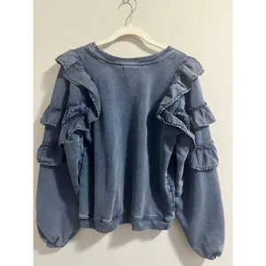 Tularosa REVOLVE‎ Cat Ruffle Navy Blue Pullover Sweatshirt Women's Size XS thumbnail 4