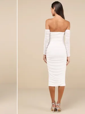 LULUS Bridal Bachelorette Engagement Bridal Shower Sexy Bodycon Mesh Midi Dress thumbnail 3